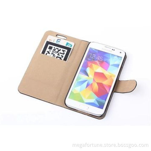 Leopard/Tiger Pattern Leather Case for Samsung Galaxy S5/9600, with Credit Card Holder and Bill Site